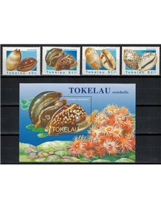 TOKELAU 1996 Shells 4v + 1 s/s MNH**