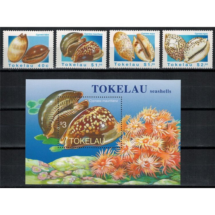 TOKELAU 1996 Shells 4v + 1 s/s MNH**