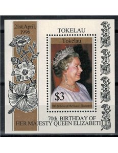 TOKELAU 1996 Queen 70th birthday 1 BF MNH**