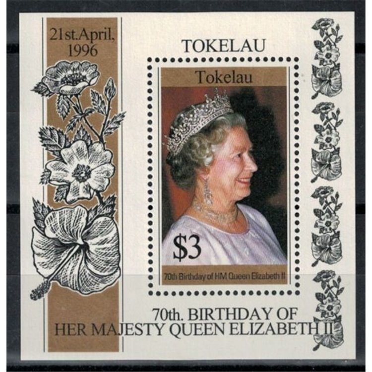 TOKELAU 1996 Queen 70th birthday 1 s/s MNH**