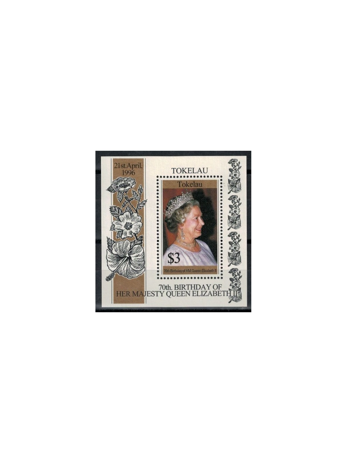 TOKELAU 1996 Queen 70th birthday 1 s/s MNH**