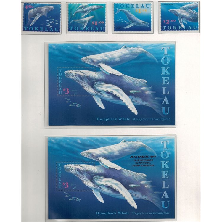 TOKELAU 1997 Humpback whale 4v + 2 s/s MNH**