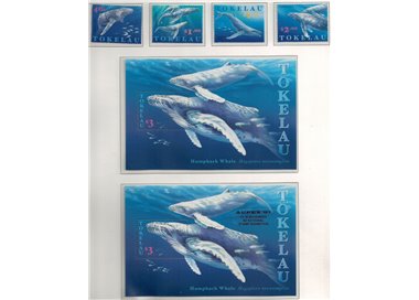 TOKELAU 1997 Humpback whale 4v + 2 s/s MNH**