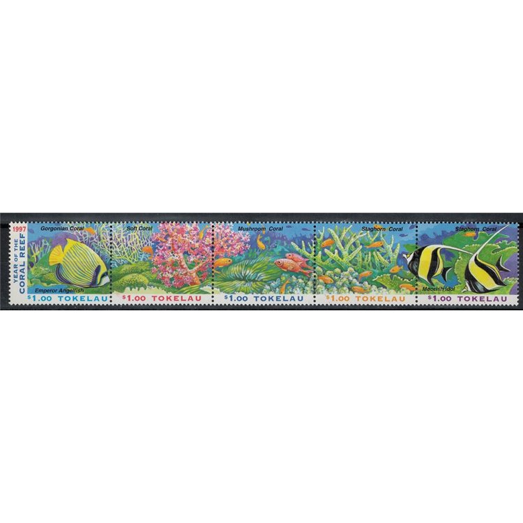 TOKELAU 1997 Coral reefs 5v MNH**