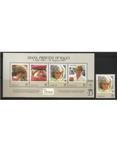 TOKELAU 1998 Death of Diana 1v + 1 BF MNH**