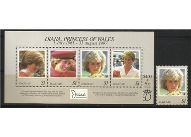 TOKELAU 1998 Death of Diana 1v + 1 s/s MNH**