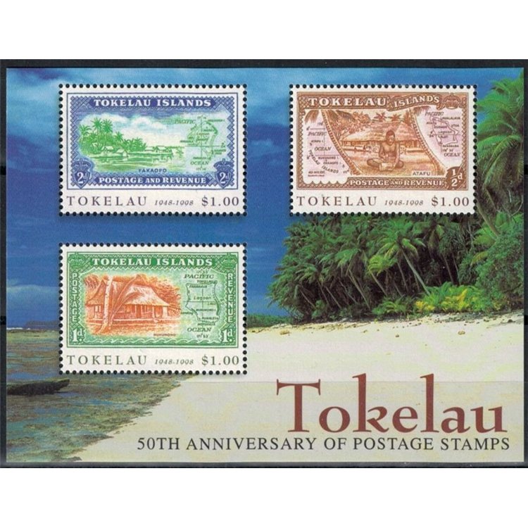 TOKELAU 1998 50 Years stamps 1 s/s MNH**