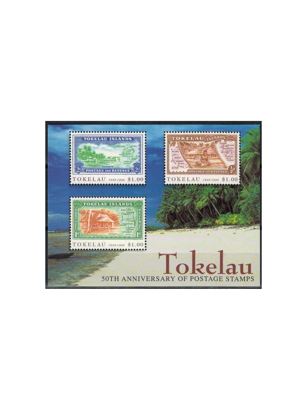 TOKELAU 1998 50 Years stamps 1 BF MNH**