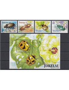 TOKELAU 1998 Beetles 4v + 1 s/s MNH**
