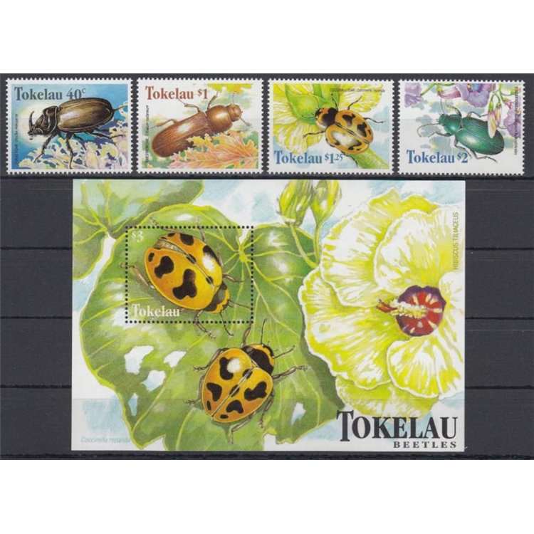 TOKELAU 1998 Beetles 4v + 1 BF MNH**