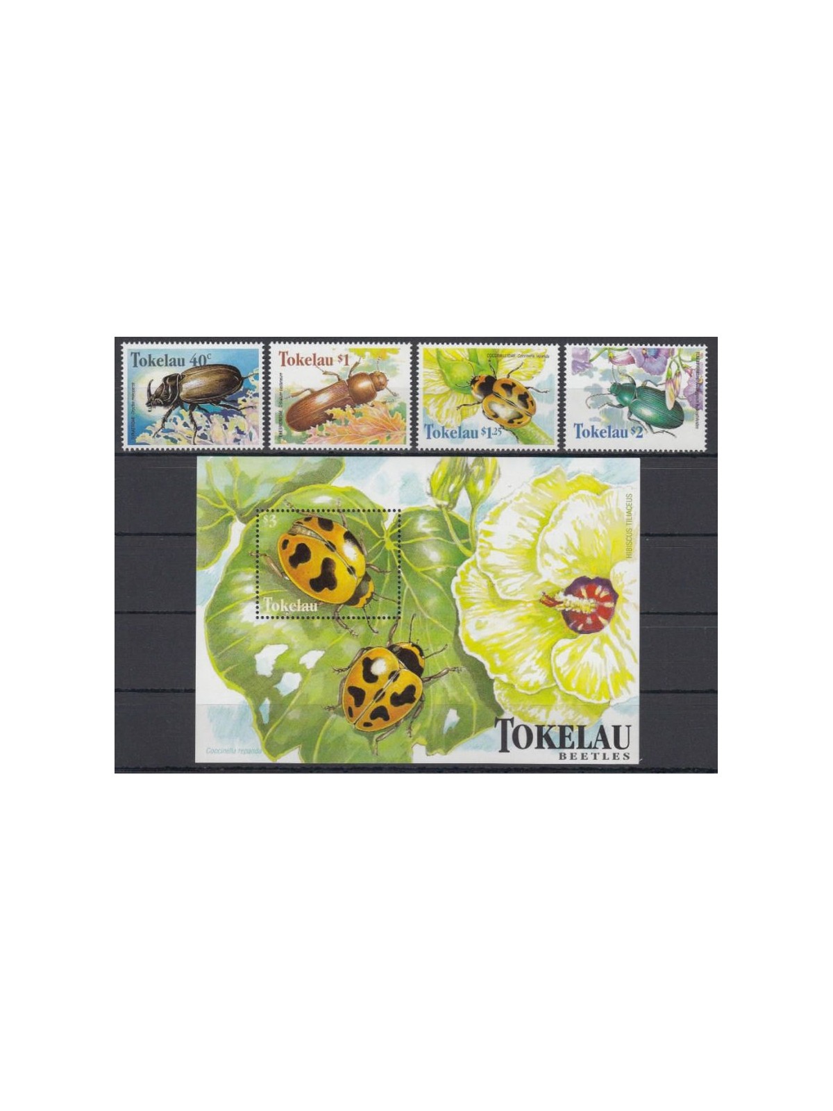 TOKELAU 1998 Beetles 4v + 1 BF MNH**