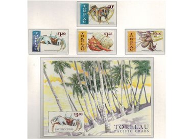 TOKELAU 1999 Crabs 4v + 1 BF MNH**
