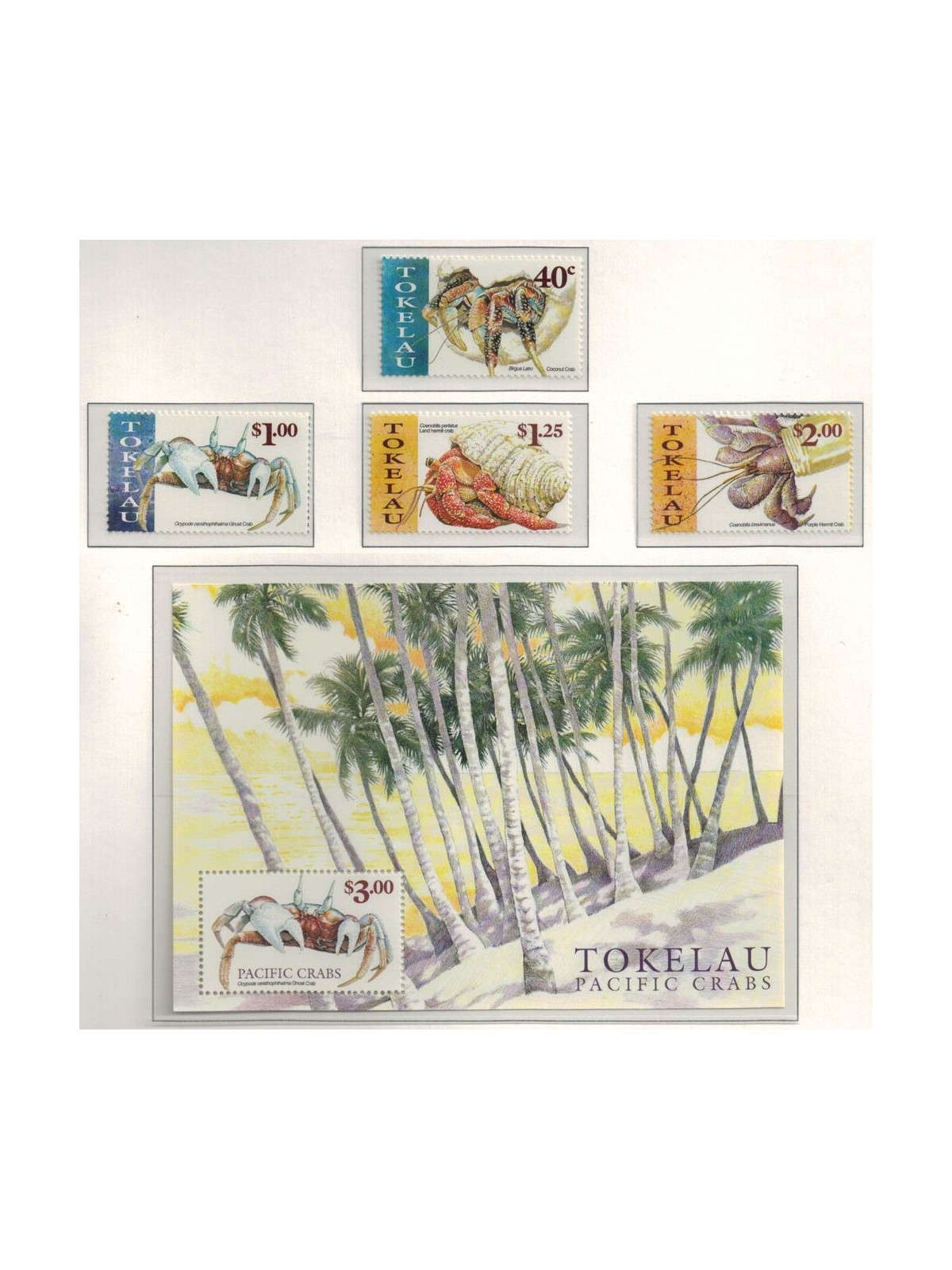 TOKELAU 1999 Crabs 4v + 1 BF MNH**