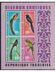TOGO 1972 Fauna, exotic birds 1 s/s MNH**