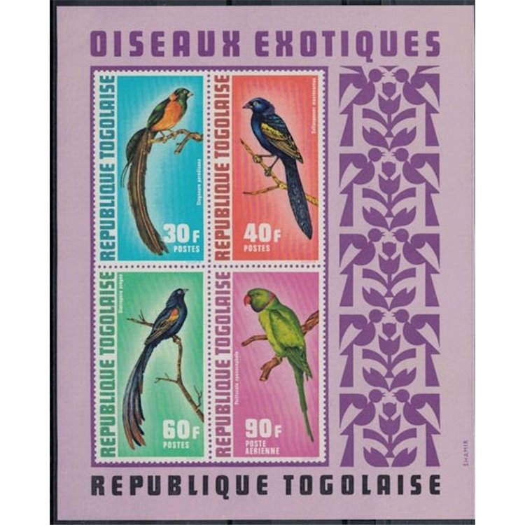 TOGO 1972 Fauna, exotic birds 1 s/s MNH**