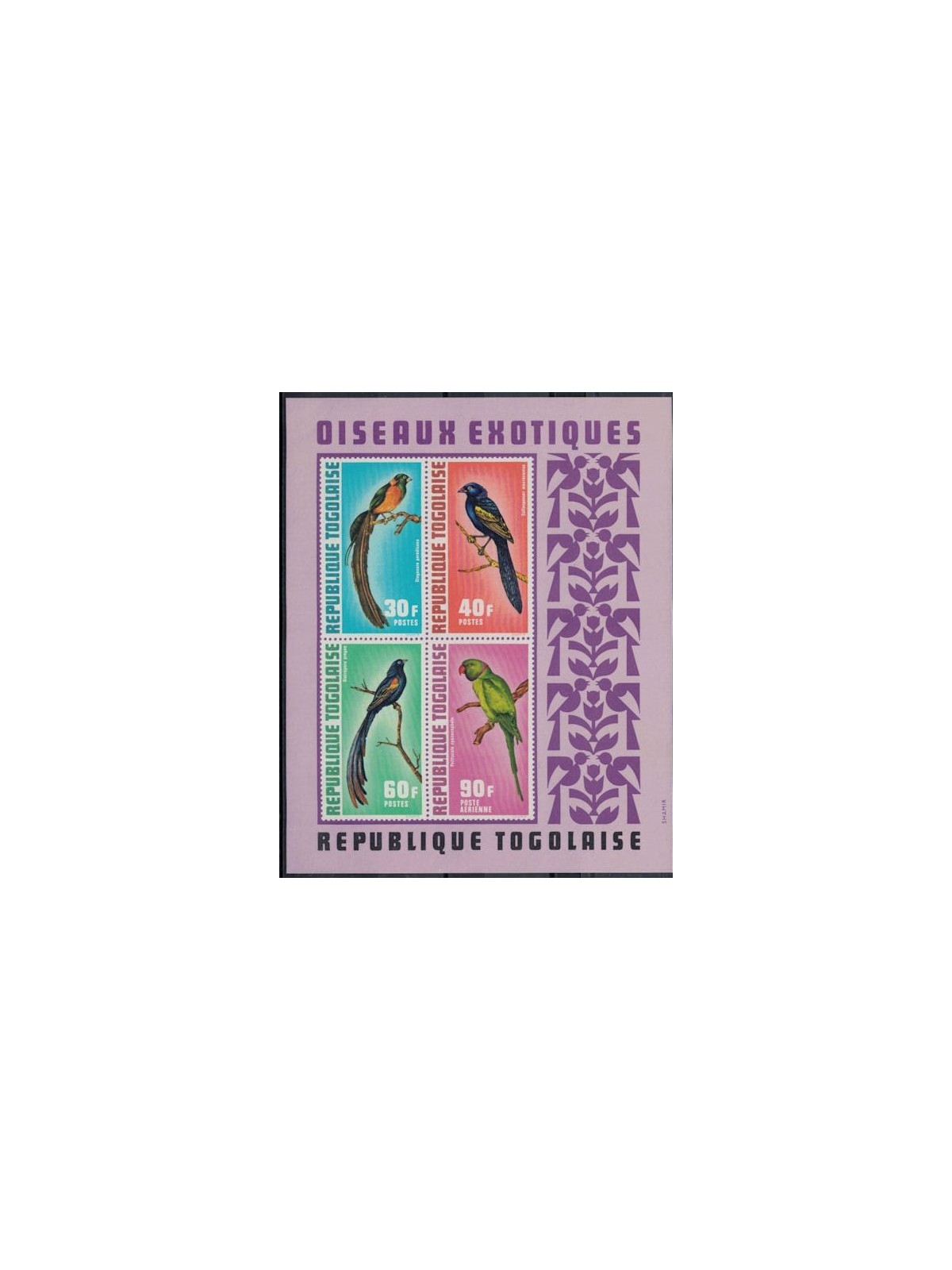 TOGO 1972 Fauna, exotic birds 1 s/s MNH**