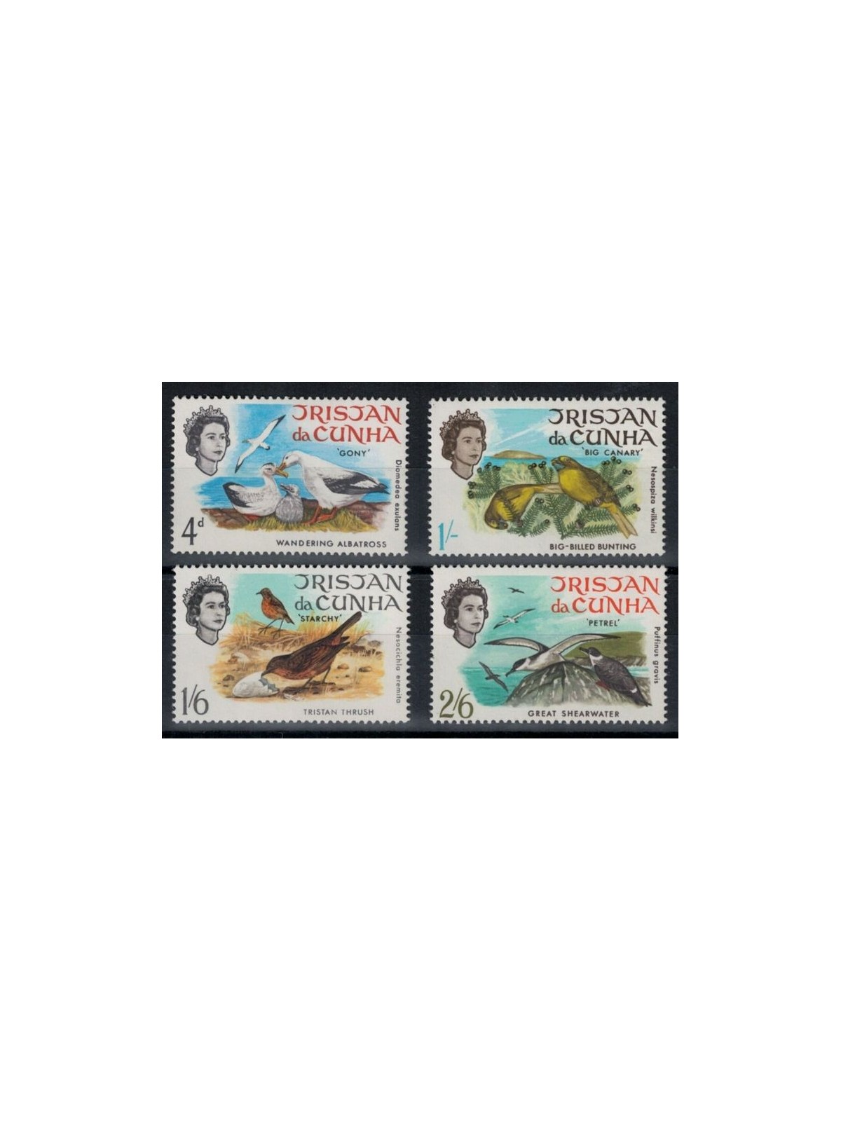 TRISTAN DA CUNHA 1968 Birds 4 v