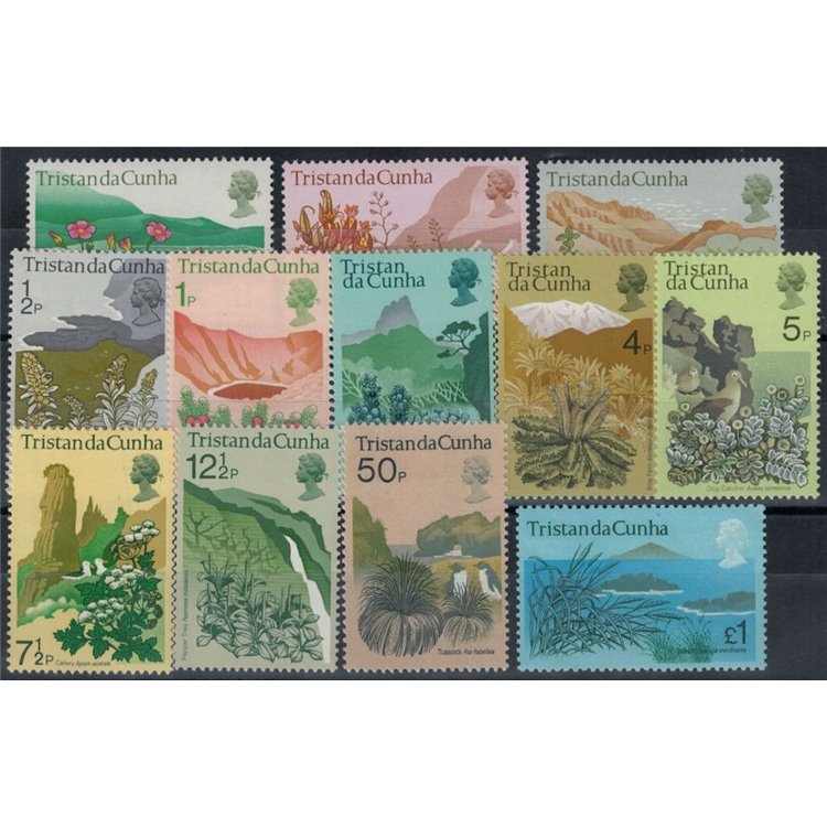 TRISTAN DA CUNHA 1972 Definitives, local flora 12 v