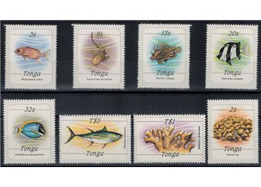 TONGA 1984 Serie ordinaria (pesci) 8v MNH**