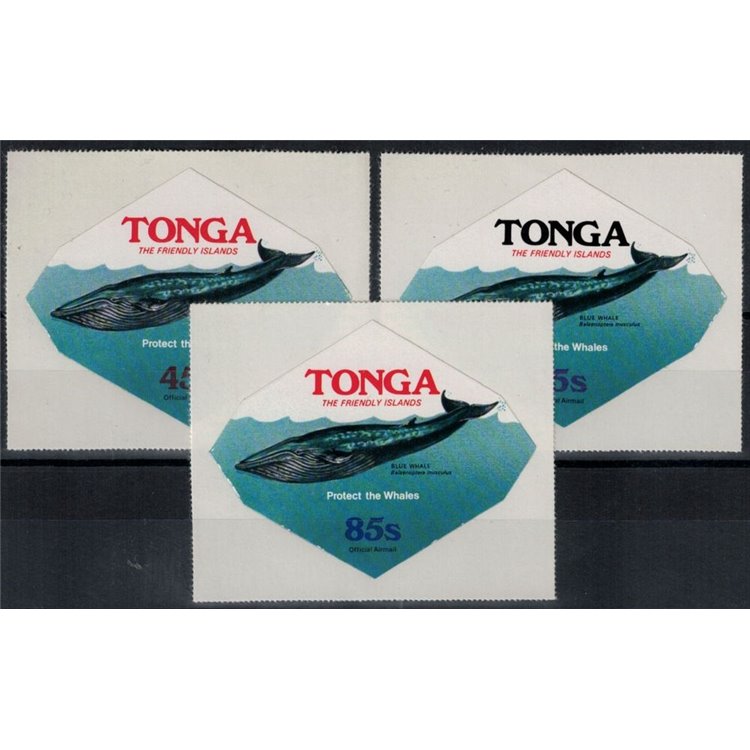 TONGA 1977 Whales (On service) 3v MNH**