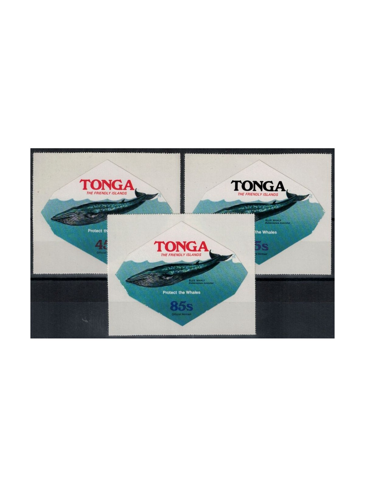TONGA 1977 Whales (On service) 3v MNH**