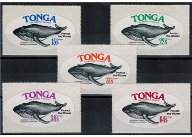 TONGA 1977 Balene 5v MNH**