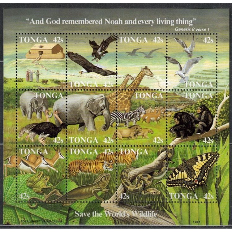 TONGA 1987 Nature Conservation 12v MNH**