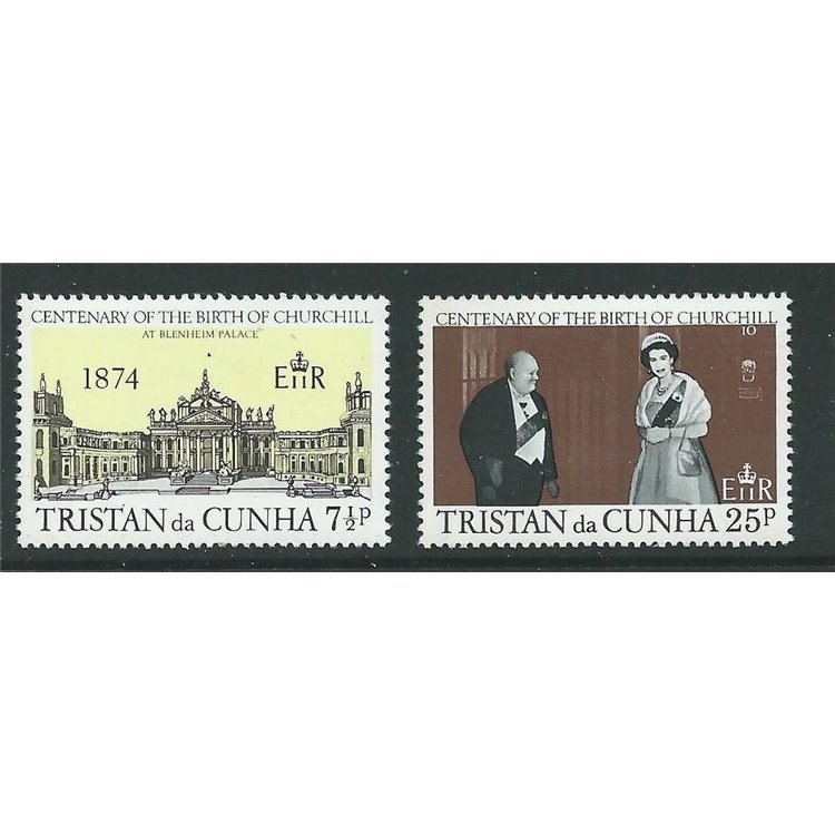 TRISTAN DA CUNHA 1974 Sir Winston Churchill 2v MNH**