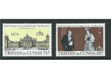 TRISTAN DA CUNHA 1974 Sir Winston Churchill 2v MNH**