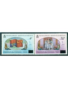 TRISTAN DA CUNHA 1977 Silver jubilee, overprinted 2v MNH**