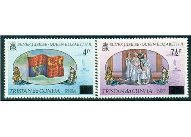 TRISTAN DA CUNHA 1977 Silver jubilee, overprinted 2v MNH**