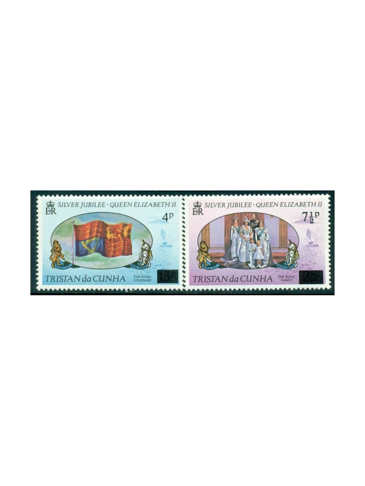 TRISTAN DA CUNHA 1977 Silver jubilee, overprinted 2v MNH**