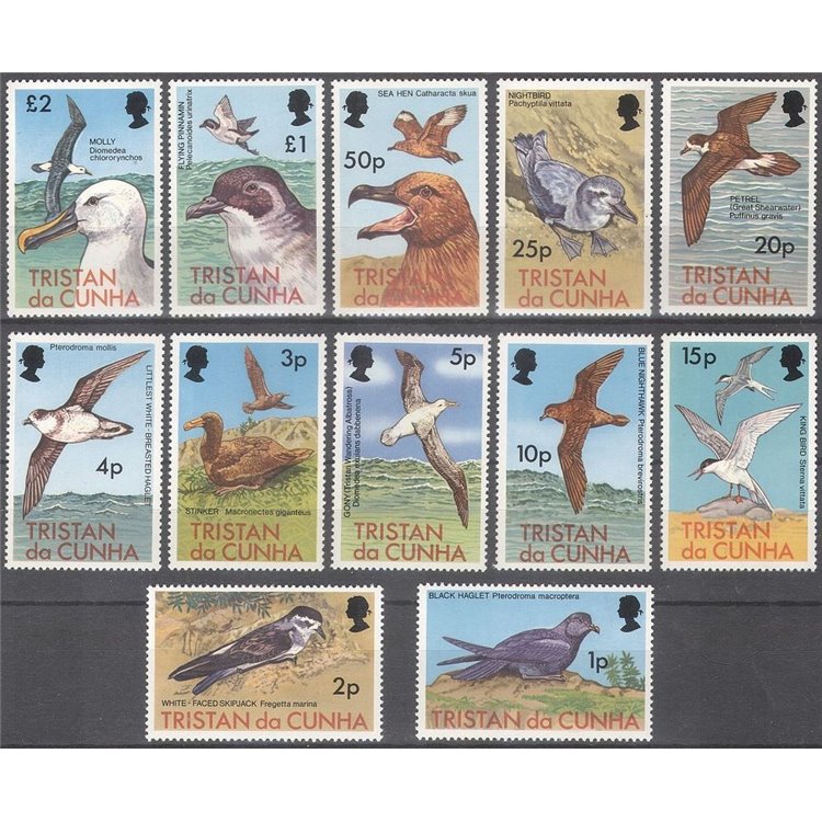 TRISTAN DA CUNHA 1977 Definitives, birds 12v MNH**