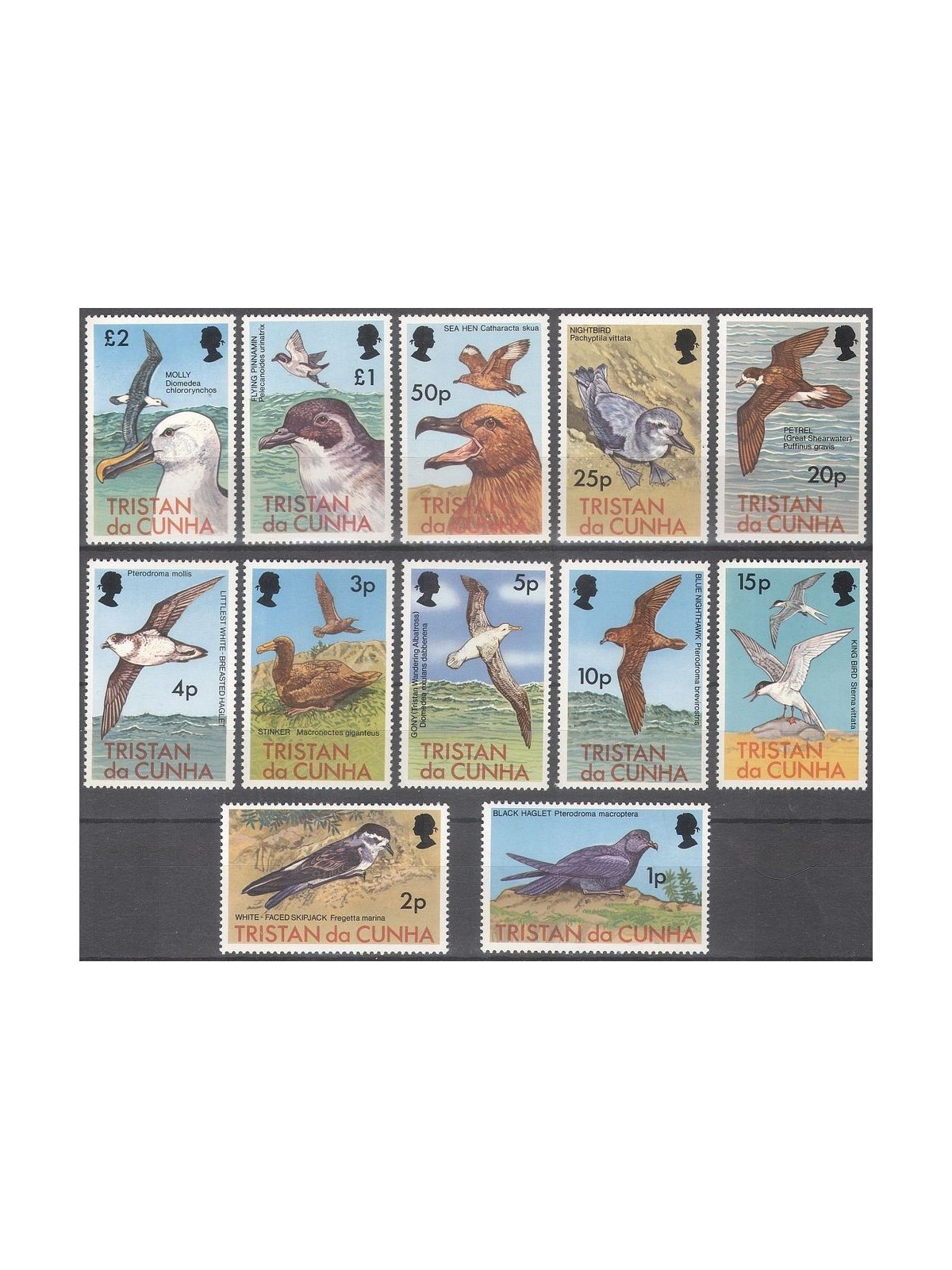 TRISTAN DA CUNHA 1977 Definitives, birds 12v MNH**