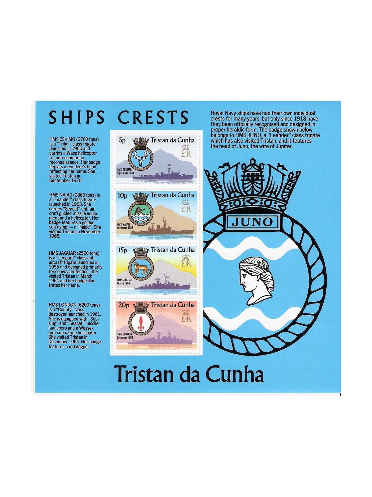 TRISTAN DA CUNHA 1977 Naval arms 1 BF MNH**