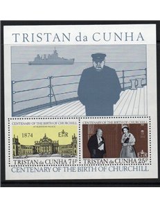 TRISTAN DA CUNHA 1974 Sir Winston Churchill 1 foglietto MNH**
