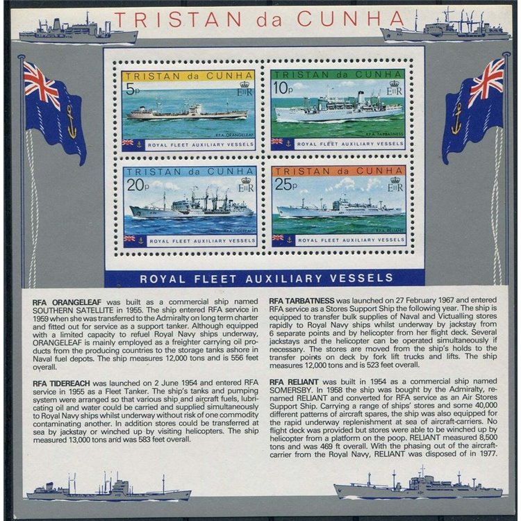 TRISTAN DA CUNHA 1978 Navy ships 1 sheet MNH**