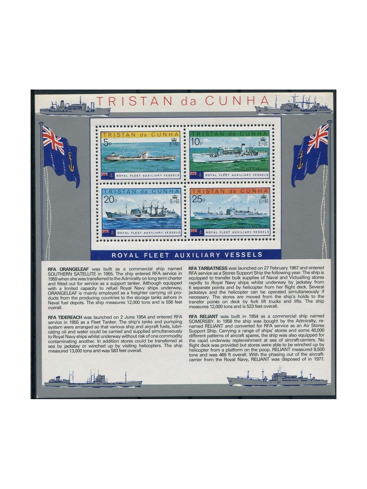 TRISTAN DA CUNHA 1978 Navy ships 1 sheet MNH**