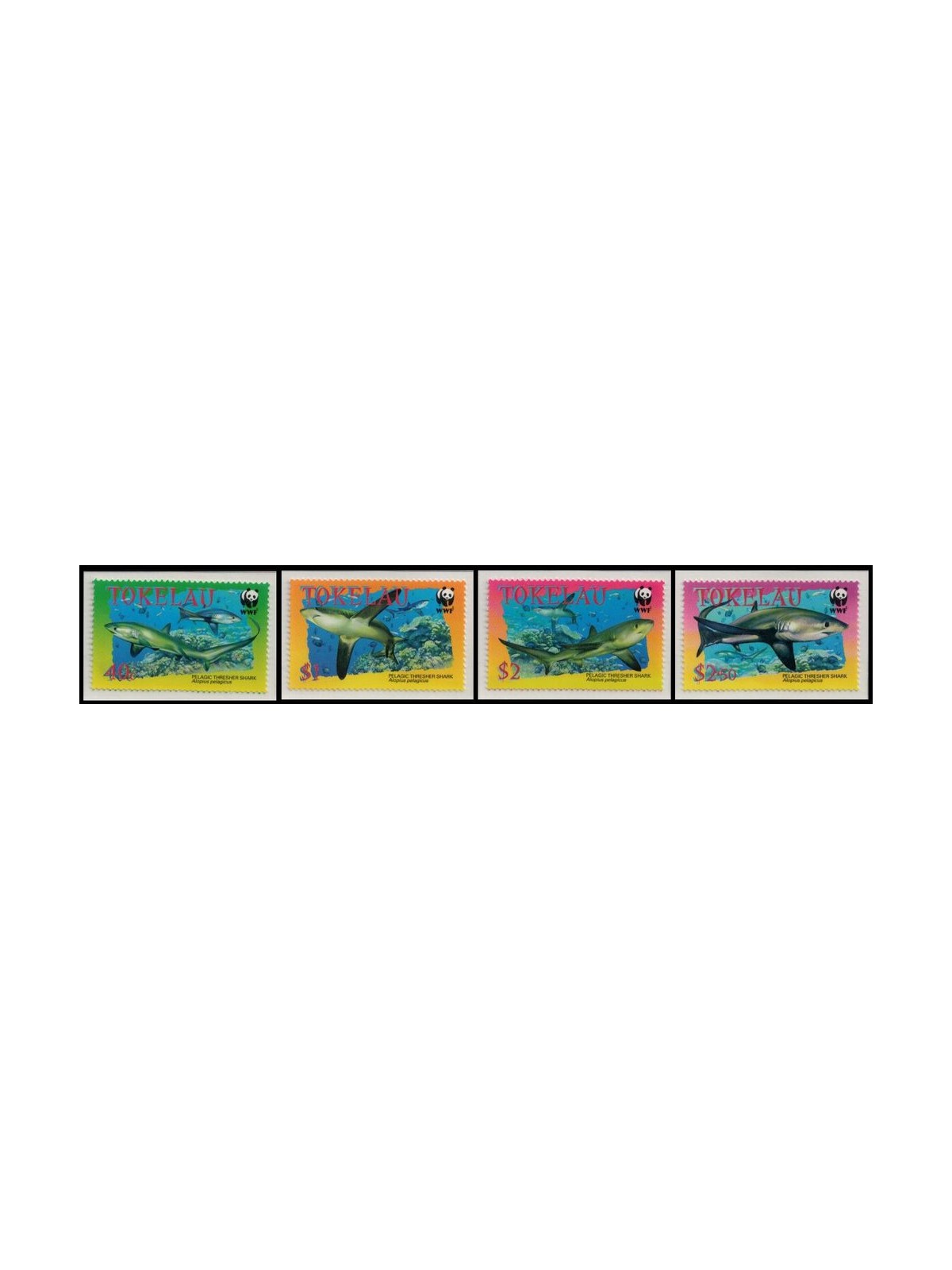 TOKELAU 2002 Sharks 4v MNH**
