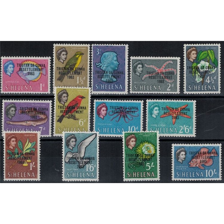 TRISTAN DA CUNHA 1963 Overprints on St. Helena stamps 13v MNH**