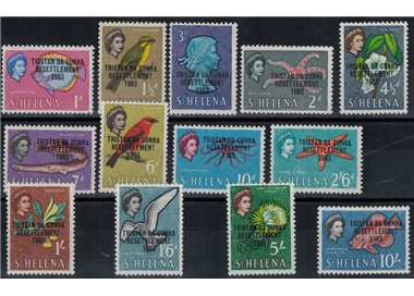 TRISTAN DA CUNHA 1963 Overprints on St. Helena stamps 13v MNH**