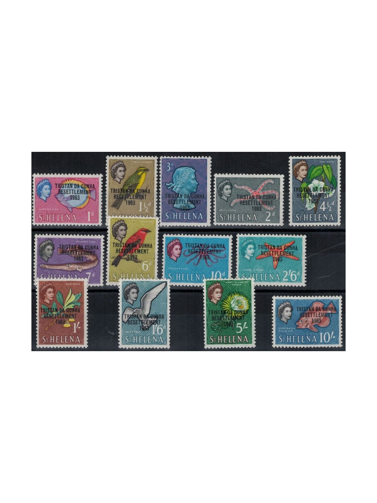 TRISTAN DA CUNHA 1963 Overprints on St. Helena stamps 13v MNH**