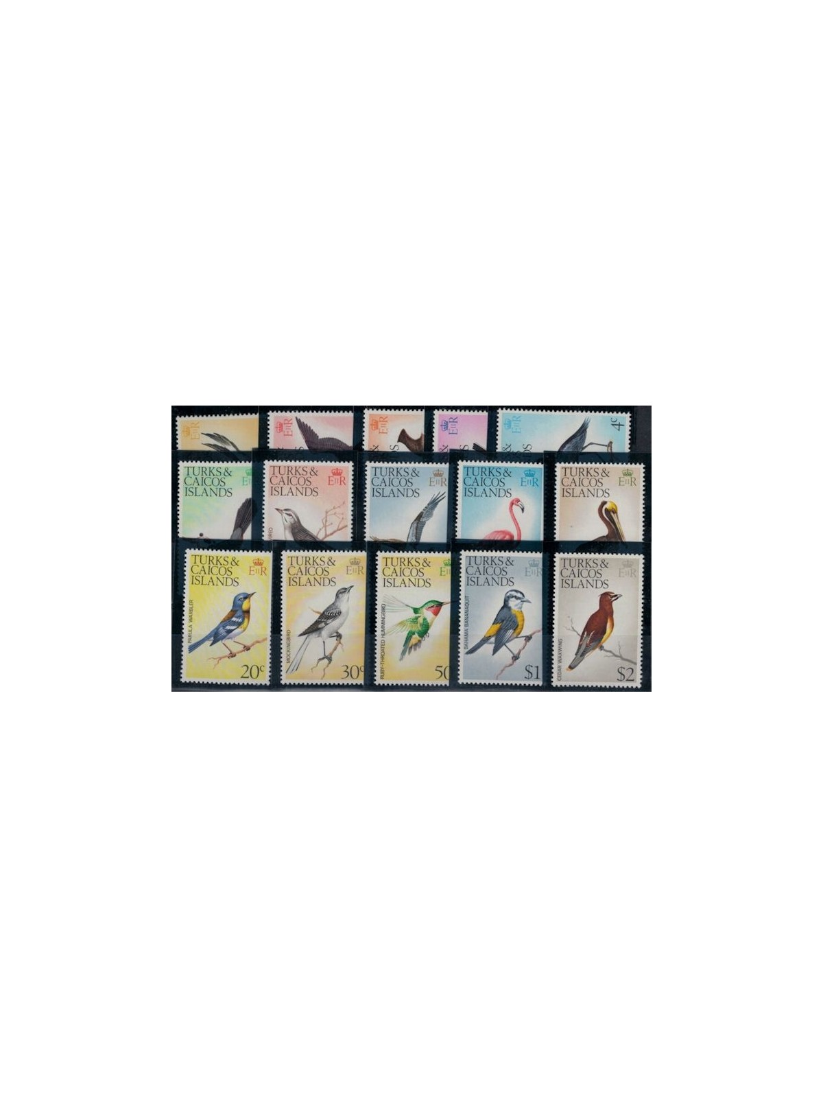 TURKS E CAICOS 1973 Definitivi, uccelli - Definitives, birds 15 v