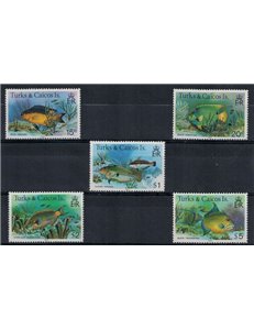TURKS E CAICOS 1983 Definitivi, pesci, con millesimo - Definitives, fish, with year 1983 5 v
