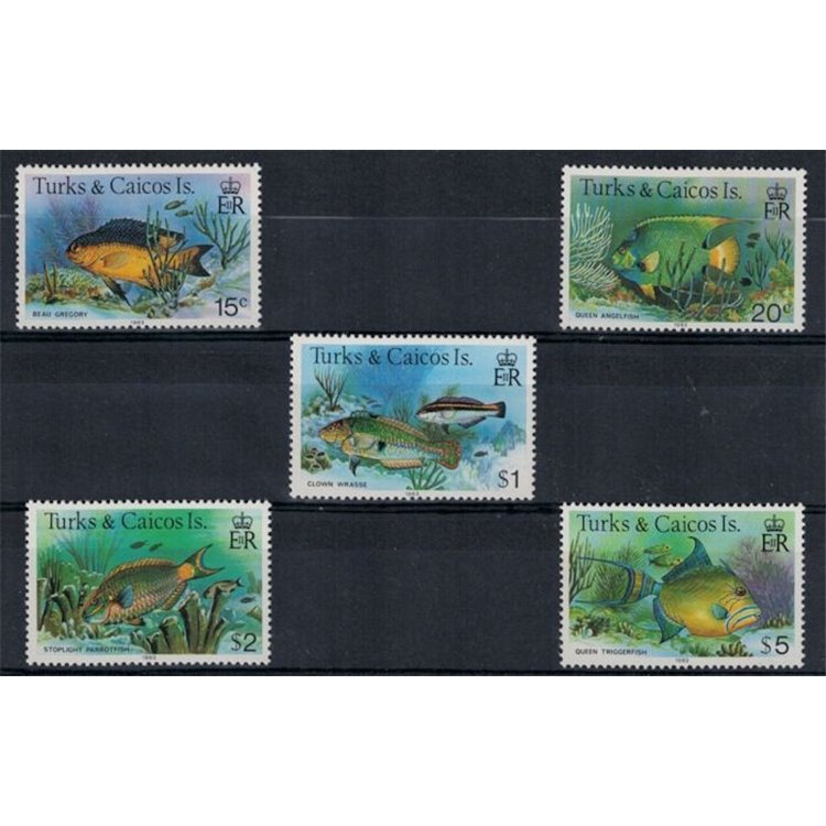 TURKS AND CAICOS 1983 Definitives, fish, with year 1983 5 v