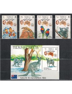 TURKS AND CAICOS 1984 Charles Darwin 4 v + 1 s/s