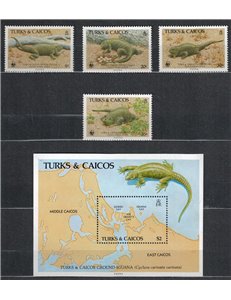 TURKS E CAICOS 1986 Fauna protetta - Iguana 4v + 1 BF MNH**