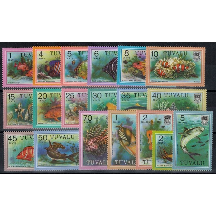 TUVALU 1979-81 Ordinary series, fish 19v MNH**