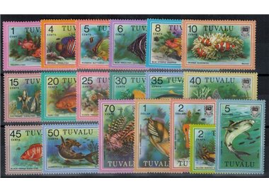 TUVALU 1979-81 Ordinary series, fish 19v MNH**