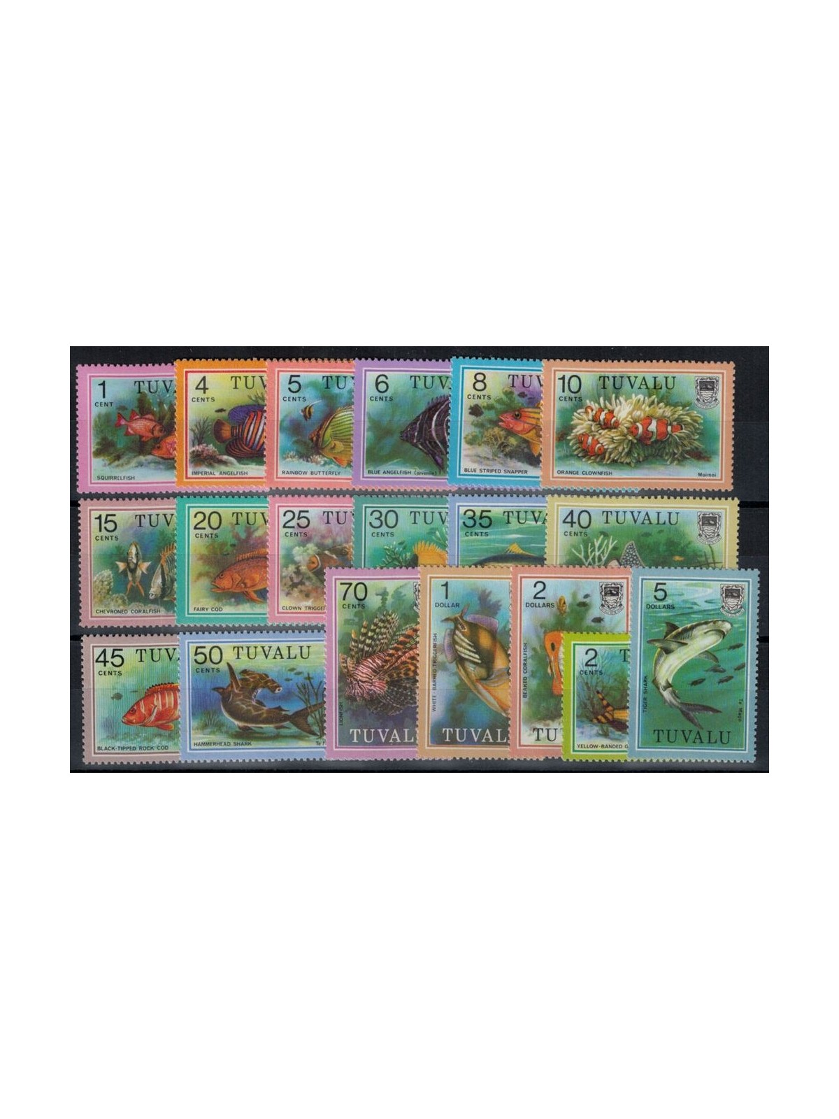 TUVALU 1979-81 Ordinary series, fish 19v MNH**